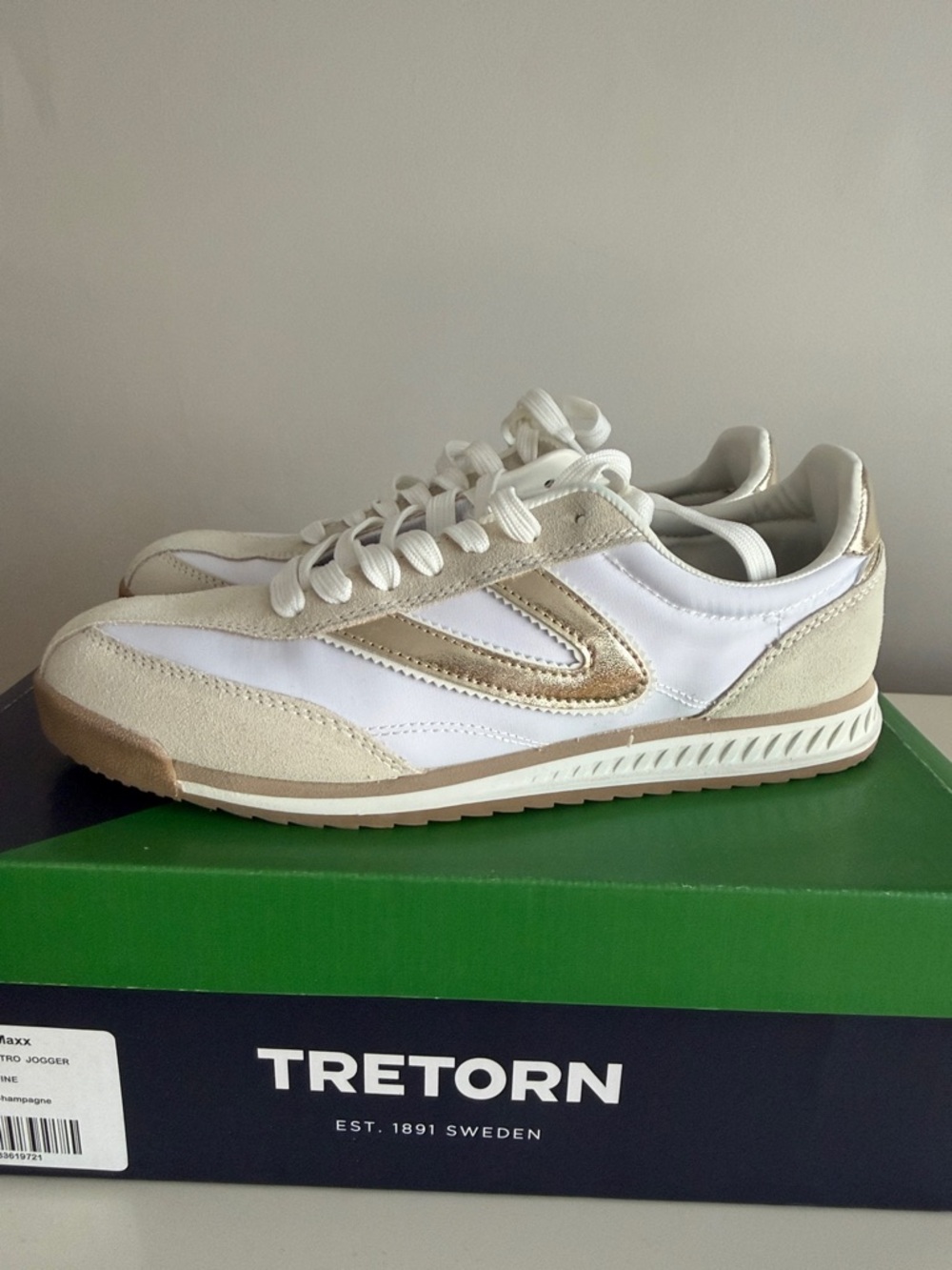Tretorn Kristine Elite G Sneakers in White and Champagne